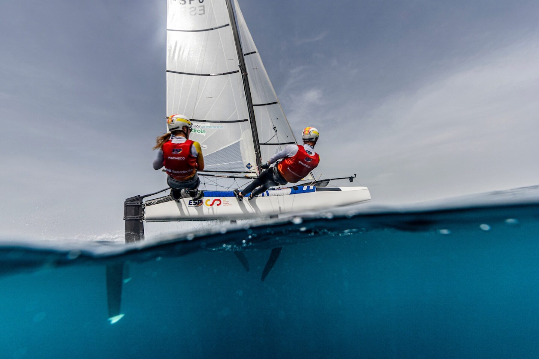 Tara Pacheco foiling the Nacra 17